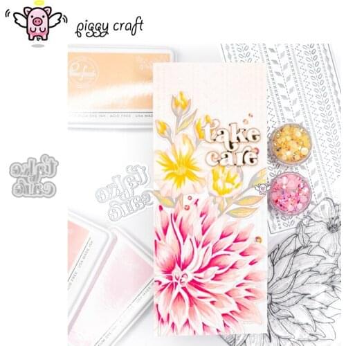 Piggy Craft metal cutting dies cut die mold Take care letters Scrapbook paper craft knife mould blade punch stencils dies