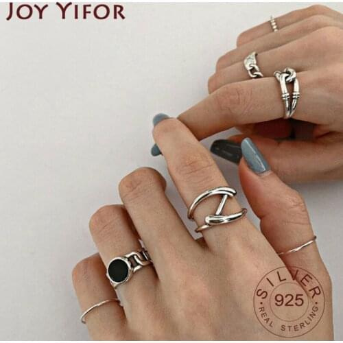 Minimalist 925 Sterling Silver Opening Rings for Women Couples Fashion Creative Geometric Birthday Party Jewelry Gifts