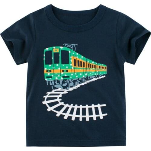 Fashion Summer Boys T Shirt Train Print Infant Kids Girls T-Shirts Green Short Sleeve Casual Cute Tops Tee Toddler