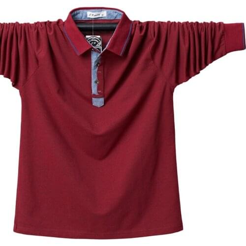 Men business POLO shirt wide-body long-sleeved young and middle-aged lapel shirt plus size full cotton shirt for male