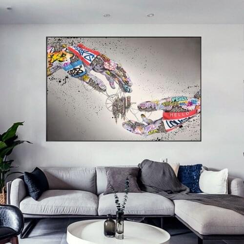 Modern Style Machine Hand Love Peace Canvas Painting Wall Art Nordic Posters and Prints Wall Pictures for Living Room Decoration