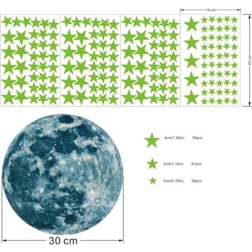 Newest Arrival Wall Stickers Glowing Stars Earth PVC Stickers Removable Wall Posters for Bedroom Living Room