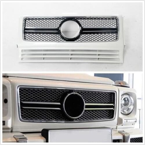 Front Grille For Mercedes-Benz G Class W463 1999-2018 G63 G550 G500 G350 AMG White Replacement Upper Bumper Hood Mesh Car Grill