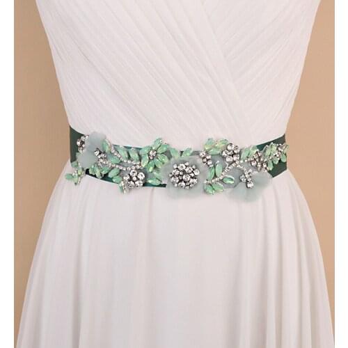 TRiXY S419-G Rhinestones Bridal Belt Crystal Pearls Ribbons Wedding Belt Bridal Sash Bridal Bridesmaids Dresses Accessories