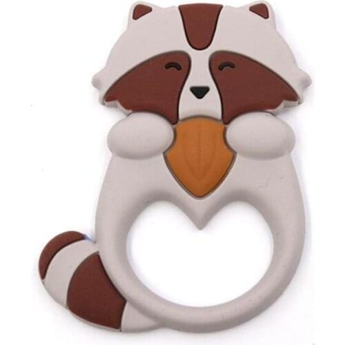 Cartoon Baby Teether Animal Silicone Teether Raccoon DIY Baby Teething Toys Accessories