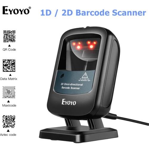 Eyoyo 2200C 2D Barcode Scanner 1D 2D PDF417 Data Matrix Bar code Reader USB Wired Scanner for Supermarket Library Store Desktop