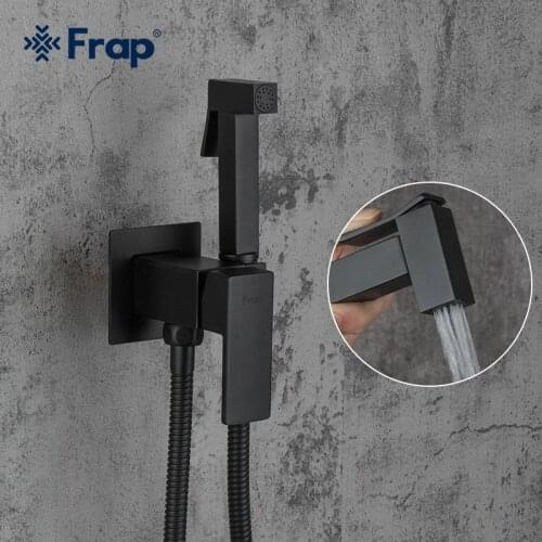 FRAP Bidets Black shower tap washer mixer muslim ducha brass higienica cold and hot water tap crane square shower bidet spray