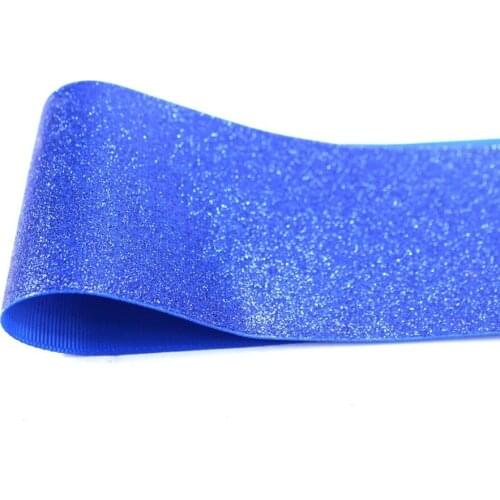 T.R RIBBON 3'' 75mm solid full glitter grosgrain sparkle sprayed ribbon Gift Wrap ribbon 350 blue 10yards