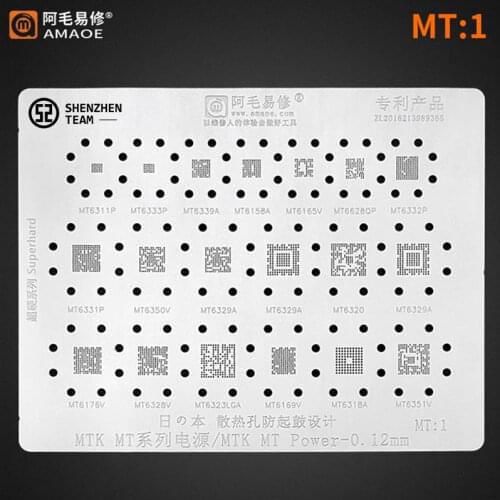 AMAOE Stencil MT:1 MTK Power IC Reballing Stencil For MT6311P MT6332P MT6328V MT6323LGA MT6165V MT6320 MT6176V MT6329A MT6628QP