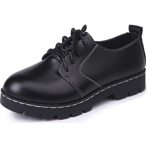 Spring Autumn Women Shoes Ladies Platform Casual Shoes Lace Up PU Leather Shoes Round Toe zapatos mujer Plus Size 41-46 WSH4191