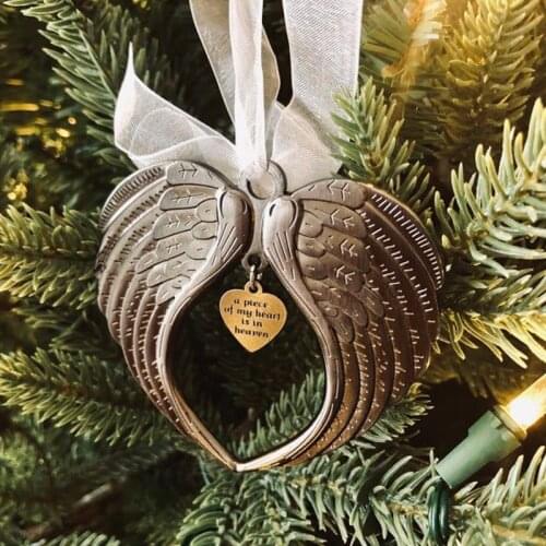 Angel Wing Ornament Stylish Pendant For Decoration A Piece Of My Heart Is In Heaven Christmas Memorial Pendants Xmas Tree