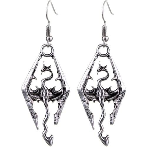 Dragon Dangle Earrings The Elder Scrolls TES Skyrim Retro Vintage Alloy Drop Earrings for Women Fashion Jewelry Accessory