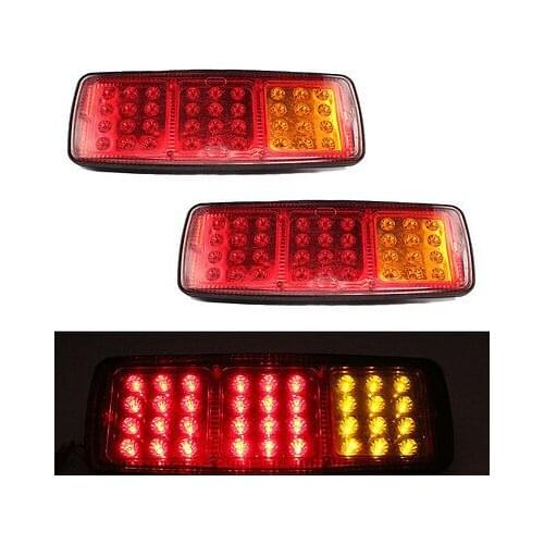 2PCS 36 LEDS 24V Truck Rear Tail lights Stop Turn Signal Lamp Red Yellow For Caravan Car Auto Rear Light
