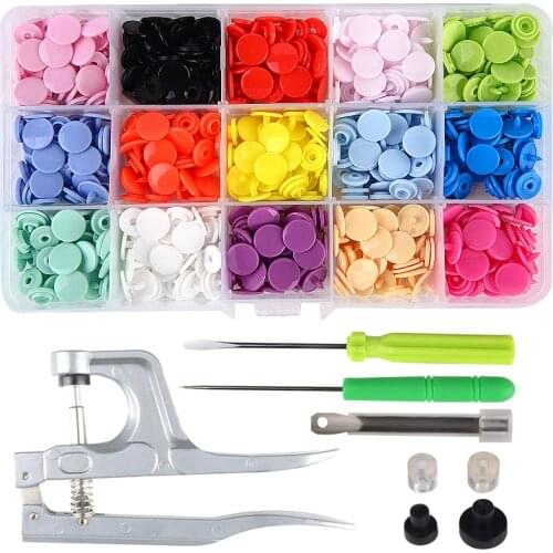 1Set Metal Press Pliers Tools Used for T3 T5 T8 Kam Button Fastener Snap Pliers+150 Set T3 Plastic Resin Press Stud Cloth Diaper