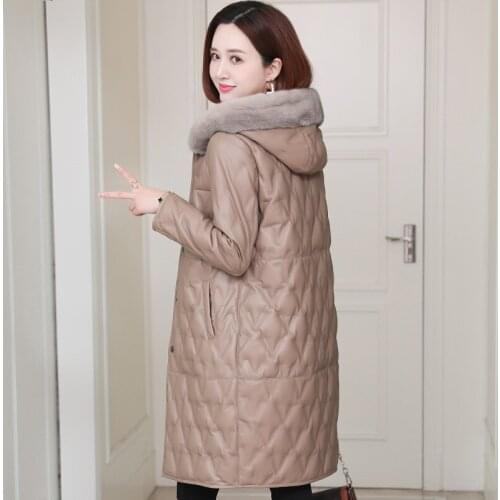 100% Genuine Leather Jacket Women Sheepskin Coat Female Winter Womens Down Jackets Mink Fur Collar 2021 Femme Veste Pph3036