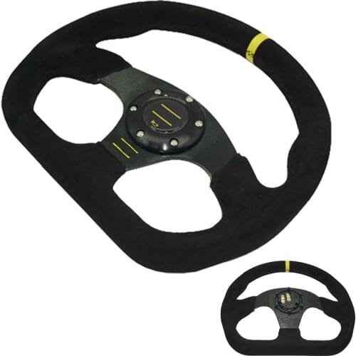 320mm 13'' Car Racing Steering Wheel Suede Leather Aluminum Frame Drift Sport Steering Wheel Tuning Flat 6 hole