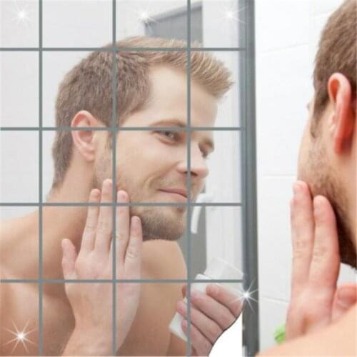 4PCS 15*15cm DIY 3D Mirror Acrylic Mural Wall Stickers Mosaic Mirror Effect Room Square Home Decor Self-Adhesive Stickers Mural