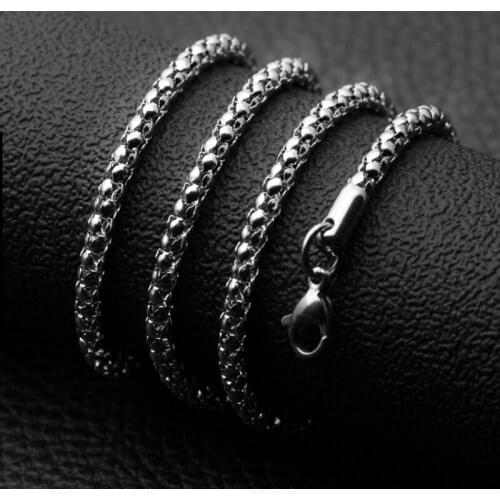 5MM 7MM 9MM Wide Stainless Steel Corn Necklace Popcorn chain For Men Women Hight Quality Basic Cubic Solid Metal Curb Cuban Link