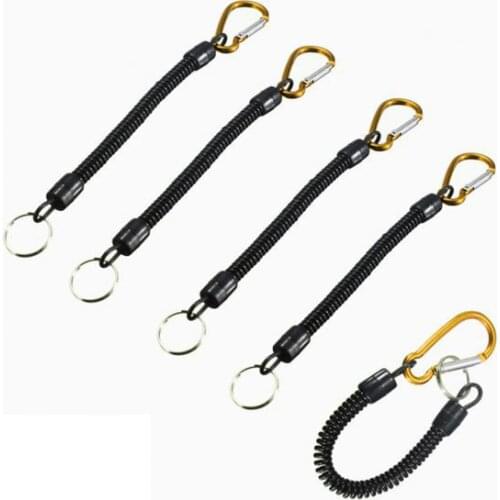 5pcs Retractable Fishing Lanyard Coiled Tether Secure Tackle Tools Golden