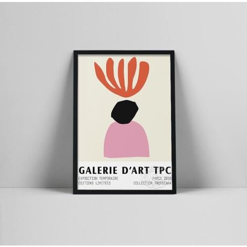 Abstract Coral Art Print Museum Poster Abstract Artwork Inspired by Matisse Modern Poster Pink Red Colour Block Art Wall Decor