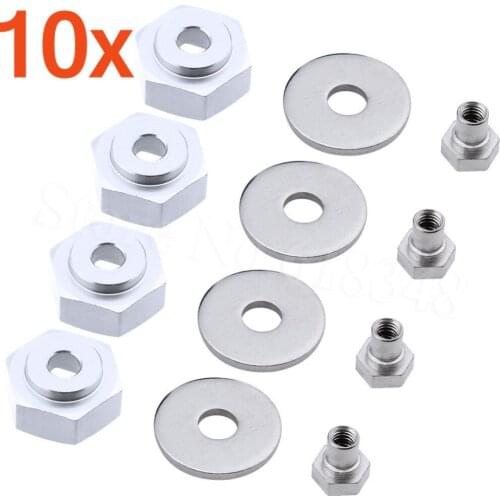 10/Lot 12mm Turn 17mm Aluminum Wheel Hex Adapter Drive Hub 4P For 1/10 Scale RC Hobby Car Off Road Monster Truck Buggy