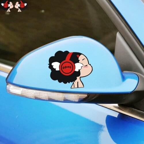 Car Stickers Lovely ddung Girl Cute Cartoon Creative Decals For Rearview Mirrors Waterproof Reflective Auto Tuning Styling D10