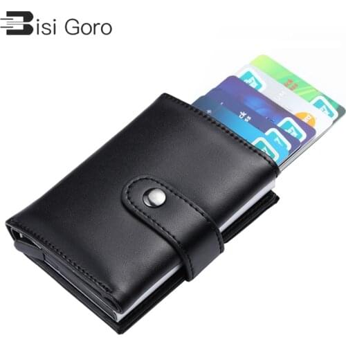 BISI GORO 2021 NEW Men And Women Genuine Leather Credit card Case Pocket Box Business ID Card Holder Cover Birthaday Gifts