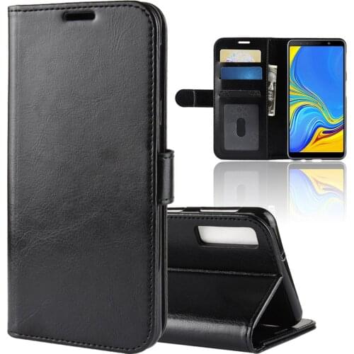 A750 Case for Samsung Galaxy A7 2018 Cases Wallet Card Stent Book Style Flip Leather Covers Protect Cover black A 750 SM A7-2018