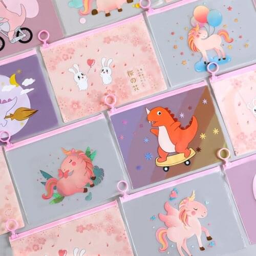 Cartoon Unicorn Pencil Case PVC Transparent Waterproof Bag Stationery Pouches For Girls Back To School