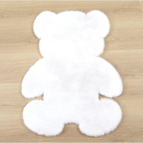 Kids bear Carpet Faux Fur Rugs for living room and bedroom cartoon rug kids room floor mat sofa white pink fluffy carpet