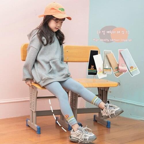 Childrens high-density cartoon leggings spring and autumn pure cotton outer wear bottoming cropped trousers fashion models