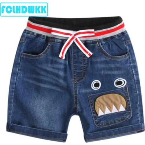 FCLHDWKK 2-8 Y Kids Shorts For boys Trousers Knee Lenth Shorts Denim Girls Children Summer Beach Loose Shorts Pants Cotton