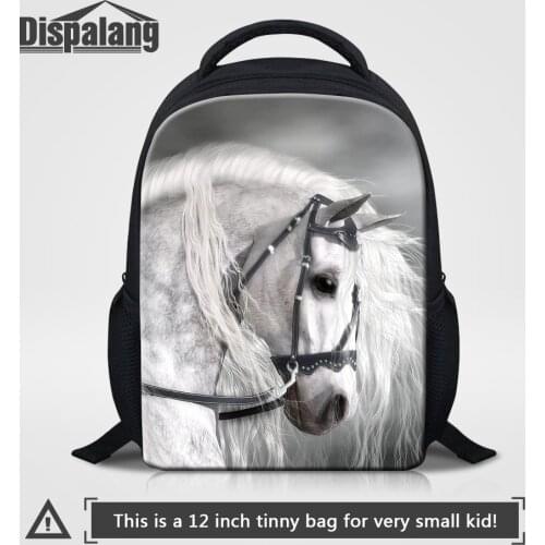 Dispalang White Horse Printing School Bags For Little Boys Girls Kids Kindergarten Backpacks Animal Mochila Infant Children Pack