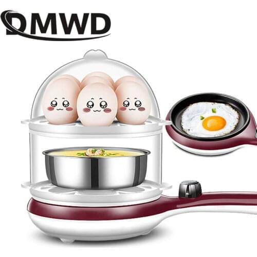 DMWD Multifunction Electric mini egg omelette Pancakes Electric Fried Steak Frying Pan Non-Stick Boiled eggs boiler steamer