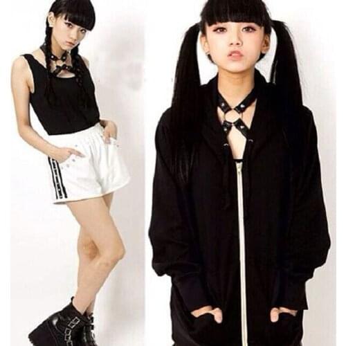 Hot Punk Dark Harajuku Cosplay Handcrafted X Shaped O Round Halter Choker Collar Harness 2 Clips Garter for Shirts Bra Tee T