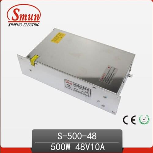 SMUN 500W 48VDC 10A Single Output Switching Power Supply with CE ROHS China Factory For Light