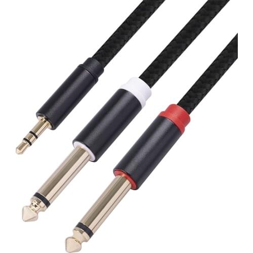 Jack Cable 3.5mm To Double 6.35mm Aux Cable 2mono 6.5 Jack To 3.5 Male For Mixer Amplifier Speaker 6.5mm 3.5 Jack Splitter Cable