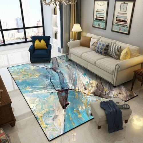 Modern blue Art abstract marble texture door mat living room floor mat bedroom plush rug printed bathroom non-slip carpet