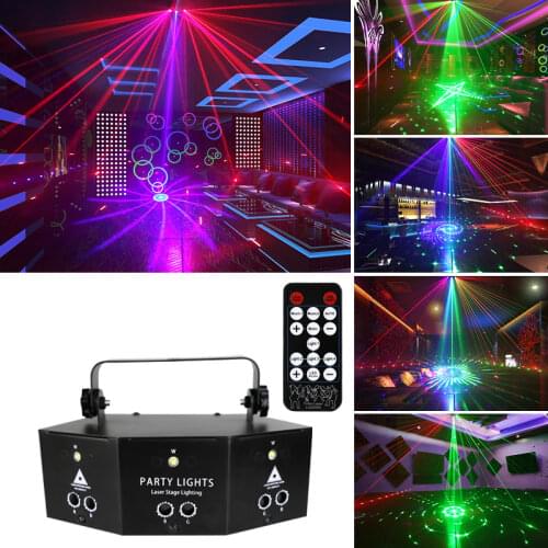 WUZSTAR 9 Eyes DMX Laser Projector Light LED Flashing DJ Disco Party Lights Sound Activated Stage Lighting Effect for Club Bar