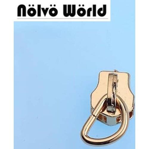 50pcs 5 colors Size 5 metal zipper head + 1/4 inch D ring apparel bags/wallets DIY accessories sewing zipper sliders zips ends