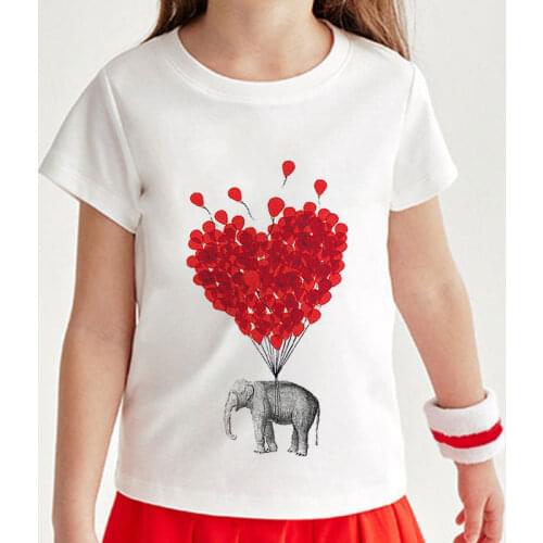 Plant Elephant Balloon Cute Girls Clothes Streetwear Boys Shirts Short Sleeve Baby Girl Tops Cartoon Casual Kids T-shirt Fashion