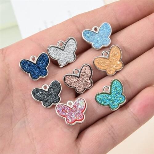 10pcs Cute Colorful Shiny Butterfly Charms DIY Necklace Pendant Earrings Jewelry Accessories Supplies