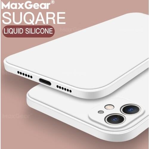 New Square Liquid Silicone Case For iPhone 11 Pro Max XS X XR Soft Original Solid Color Cover For iPhone 12 SE 2020 7 8 Plus 6 S