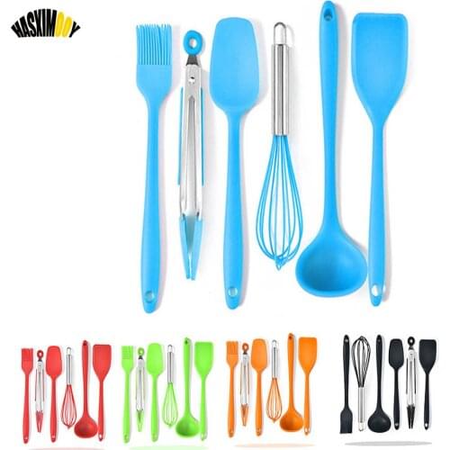 Silicone Kitchenware 6Pcs Mini Childrens Kitchen Utensils Sets Food Tongs Egg Beater Non-stick Silicone Spatula Cooking Tools