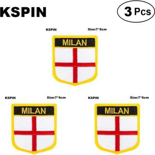 Milan Flag Embroidery Patches Iron on Saw on Transfer patches Sewing Applications for Clothes in Home&Garden