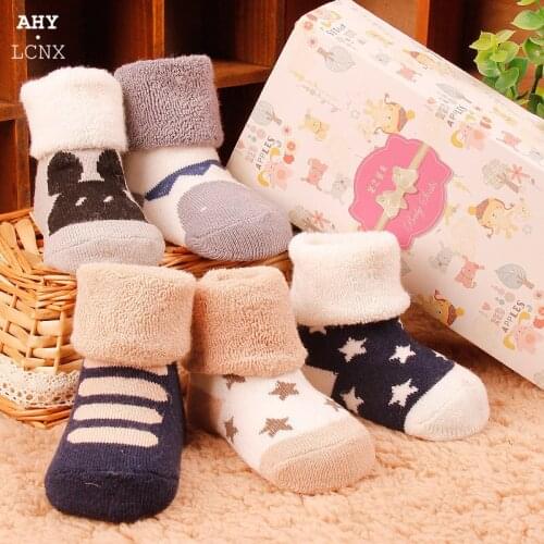 5 Pairs/lot Toddler Socks For Newborn Baby Winter Autumn Warm Thicken Socking Babies Wholesale Lot Socks Childrens Cute Sock