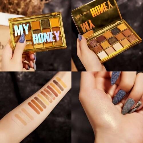 Miss Lara Sweet Party Eyeshadow Pallete Neon Makeup Palette 15 Shimmer Glitter Matte Shades Matellic Nude Blendable Pigment