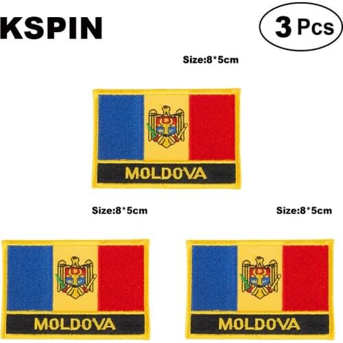 Moldova Rectangular Shape Flag patches embroidered flag patches national flag patches for clothing DIY Decoration