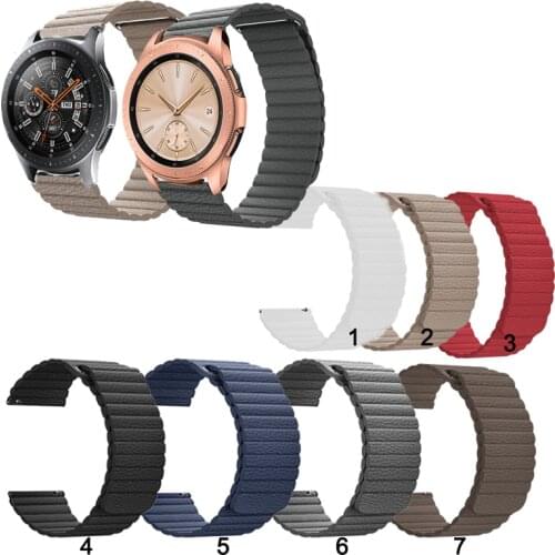 20mm 22mm Leather Loop Magnetic Band Strap For Samsung Galaxy Watch 42mm 46mm for Samsung Watch3 41mm 45mm Replacement strap