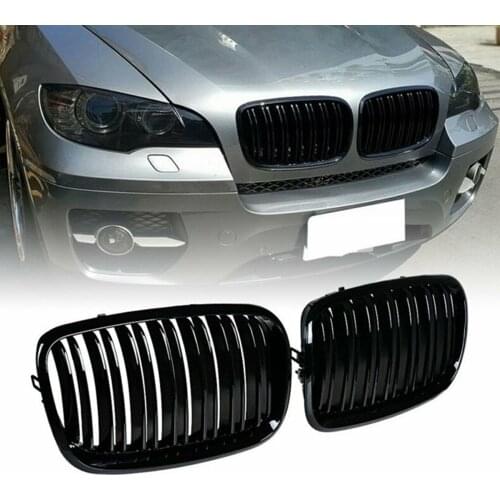 Front Double Line Grills Grille for BMW E70 X6 X5M X6M 2007-2013 2-Pc Set